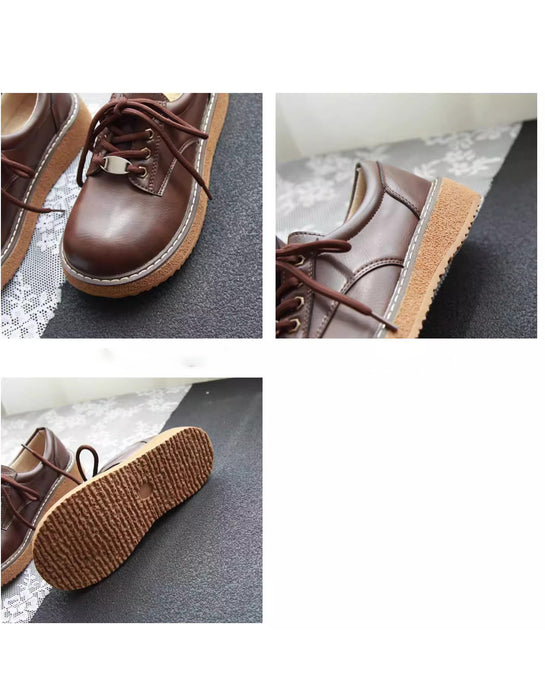 Spring Round Toe Comfortable Platform Retro Shoes