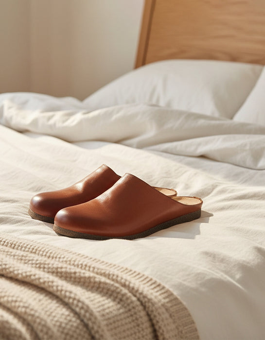 Spring Round Toe Handmade Vintage Leather Slippers Mules Feb Shoe Collection 2026 95.00