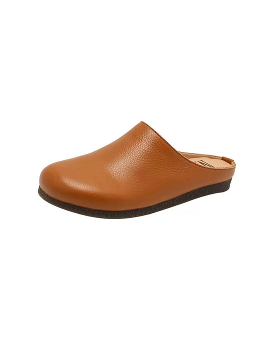 Spring Round Toe Handmade Vintage Leather Slippers Mules April Shoes Collection 2026 95.00