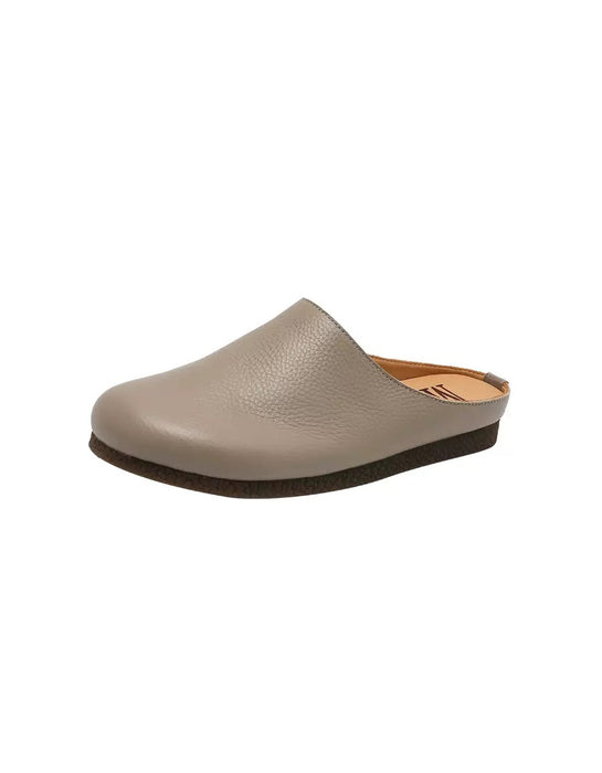 Spring Round Toe Handmade Vintage Leather Slippers Mules April Shoes Collection 2026 95.00