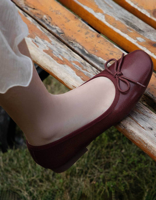 Spring Simple Breathable Comfortable Flat Pumps Wine Red Feb Shoe Collection 2026 80.00