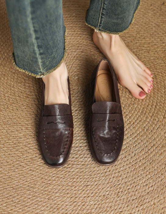 Spring Soft Leather Comfortable Loafers for Women