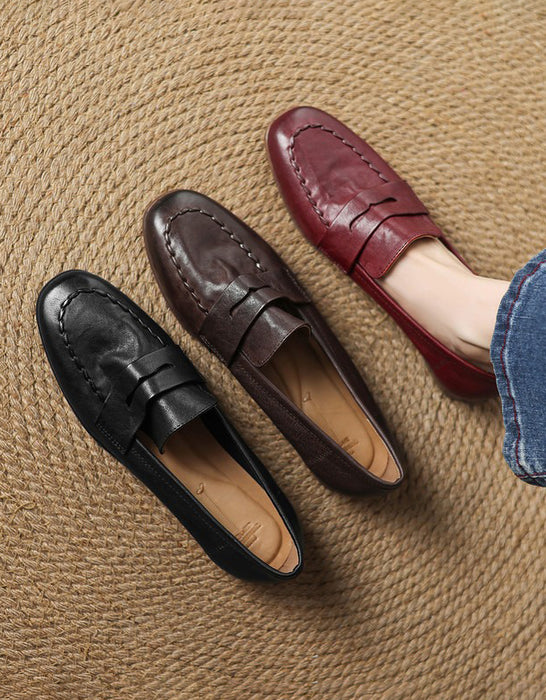 Spring Soft Leather Comfortable Loafers for Women