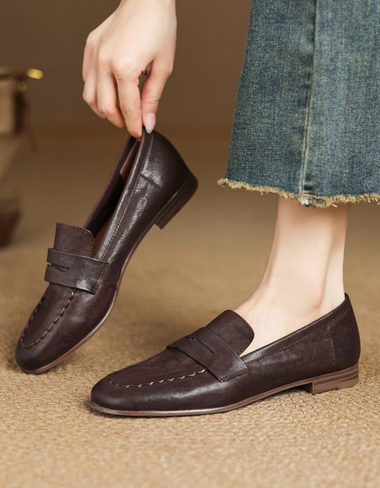 Spring Soft Leather Comfortable Loafers for Women