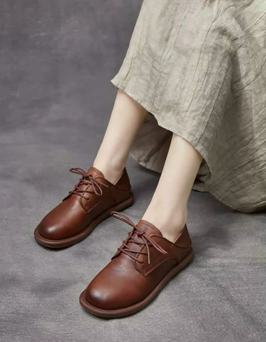 Spring Soft Sole Round Toe Comfortable Flat Shoes Brown Feb Shoe Collection 2026 98.99