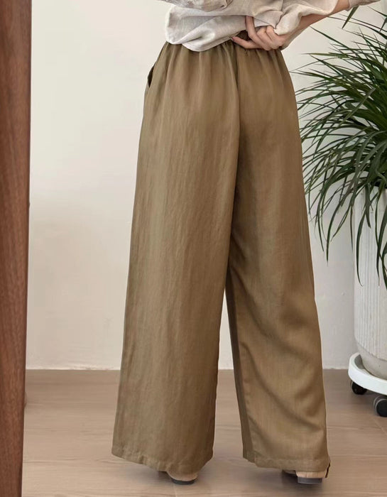 Spring Summer Sandwashed Linen Straight Leg Pants