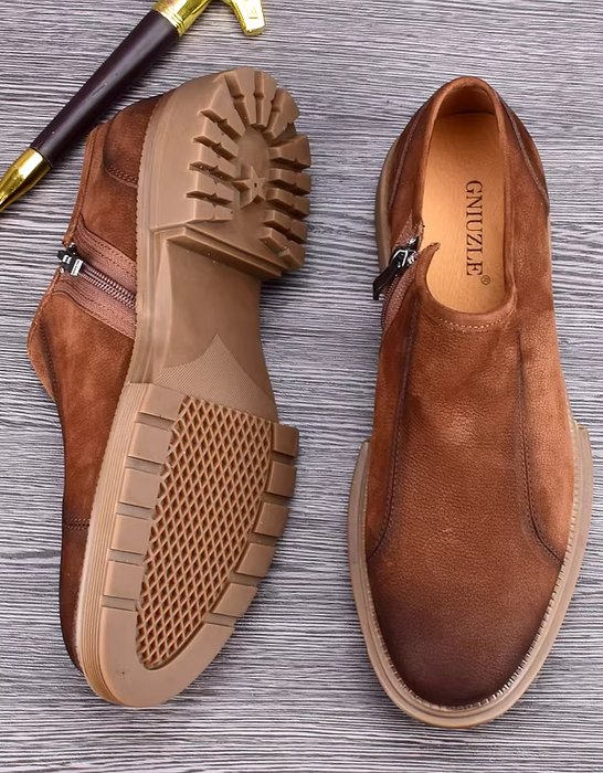 breathable leather dress shoes Handshe Men's Fashion Casual Business Dress Soft-Sole Leather Shoes - Breathable Summer Design with Solid Color for Office & Formal Events,Plus Size