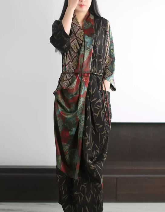Spring Summer Vintage Crossover Silk Long Dress