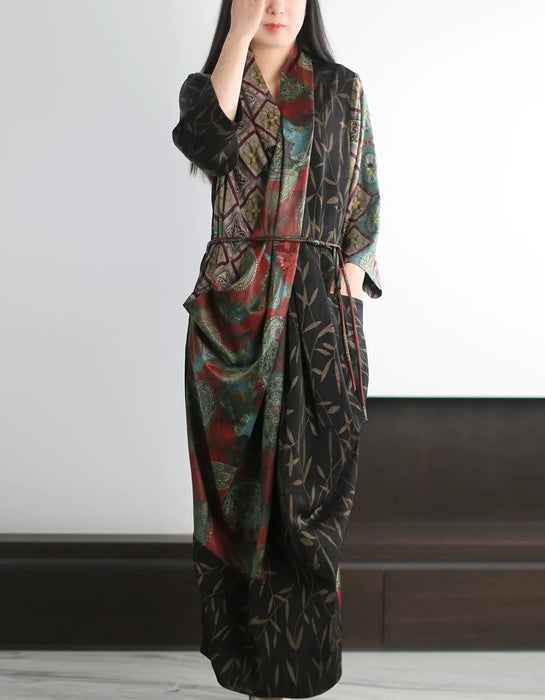 Spring Summer Vintage Crossover Silk Long Dress