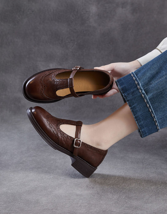 Spring T-strap Brogue Style Oxford Shoes for Women June Shoes Collection 93.00