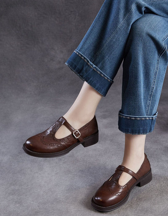 Spring T-strap Brogue Style Oxford Shoes for Women June Shoes Collection 93.00