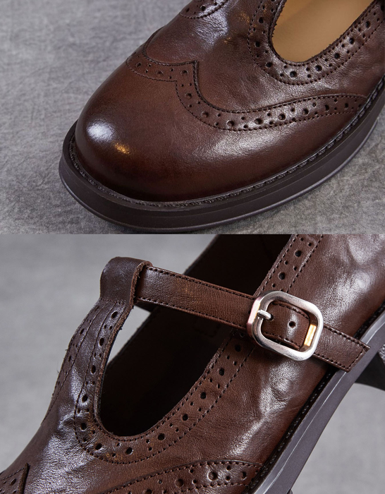 Spring T-strap Brogue Style Oxford Shoes for Women June Shoes Collection 93.00