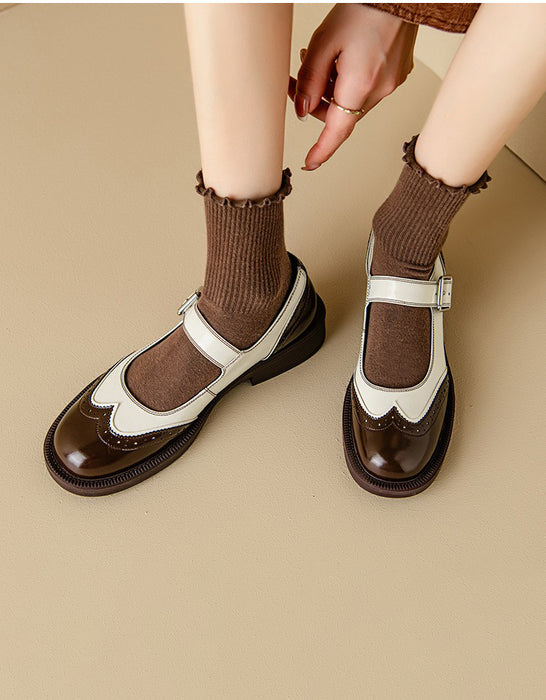 Spring Two-tone Brogue Style Oxford Shoes