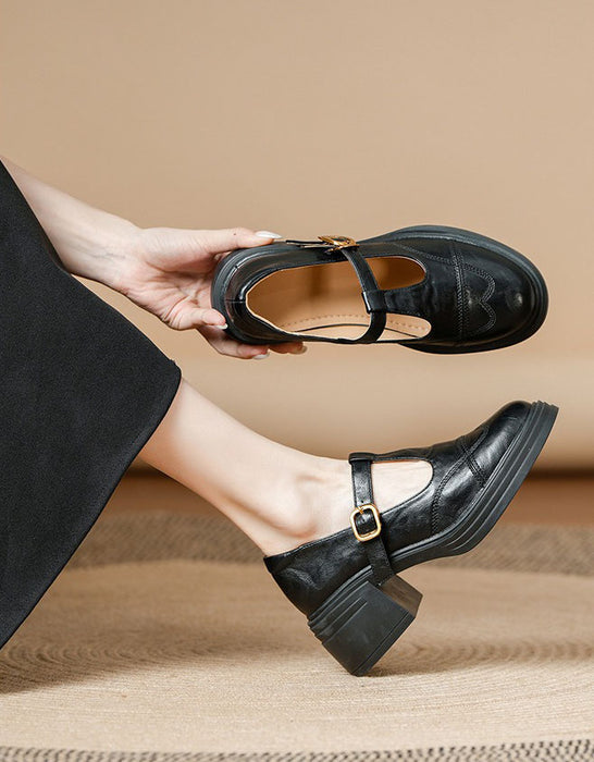 Spring Women's T-strap Chunky Heels Mary Janes