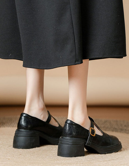 Spring Women's T-strap Chunky Heels Mary Janes