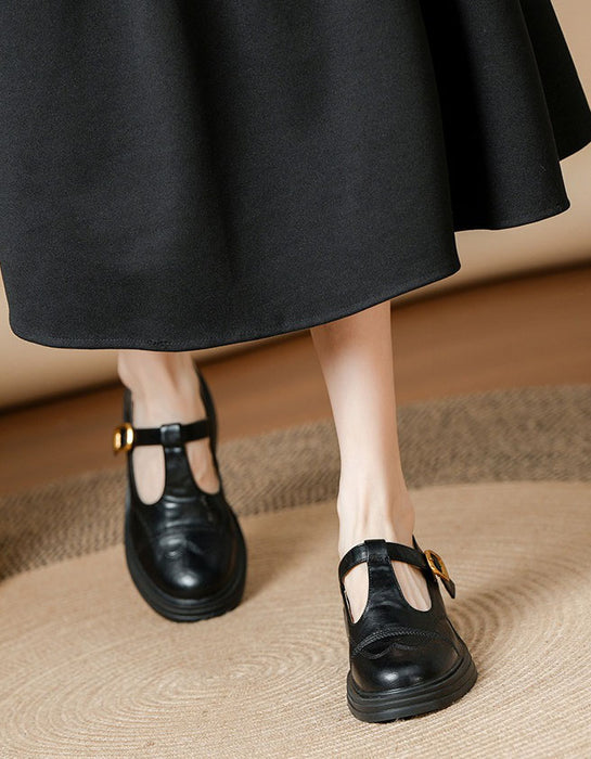 Spring Women's T-strap Chunky Heels Mary Janes
