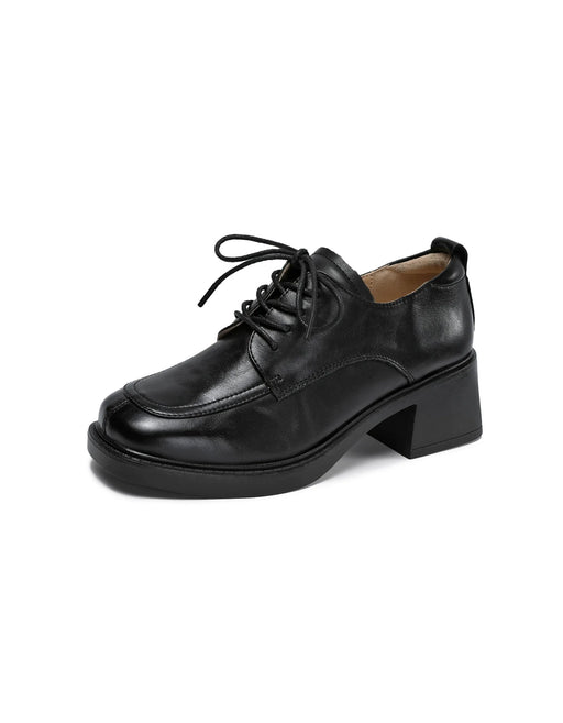 Women's Spring Autumn Comfortable Lace-up Chunky Heels Loafers Black, Obiono Sep Shoes Collection 2026, 89.99