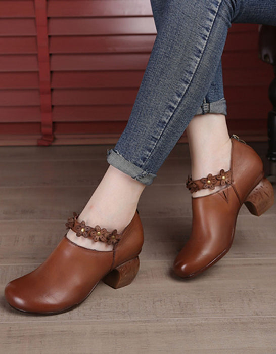 Zapatos gruesos con flores hechos a mano para primavera | Zapatos de regalo