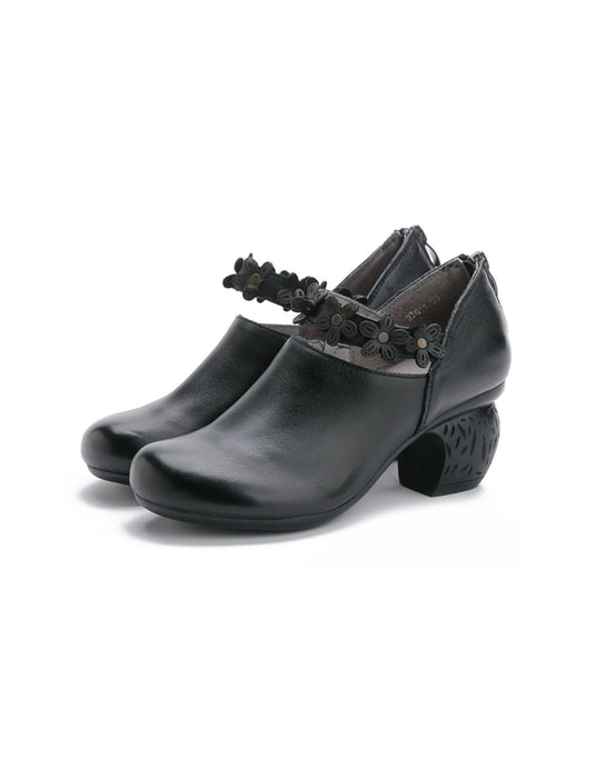 Zapatos gruesos con flores hechos a mano para primavera | Zapatos de regalo