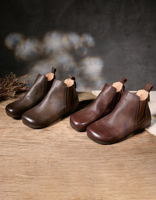 Square Toe Comfortable Chelsea Retro Flat Ankle Boots