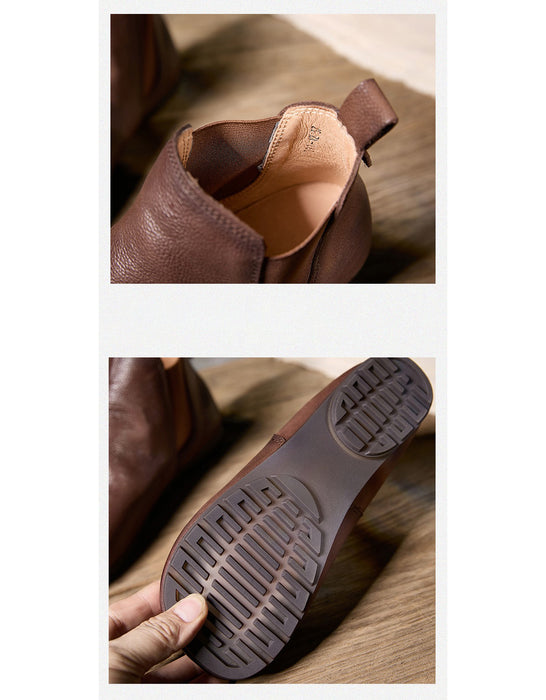 Square Toe Comfortable Chelsea Retro Flat Ankle Boots