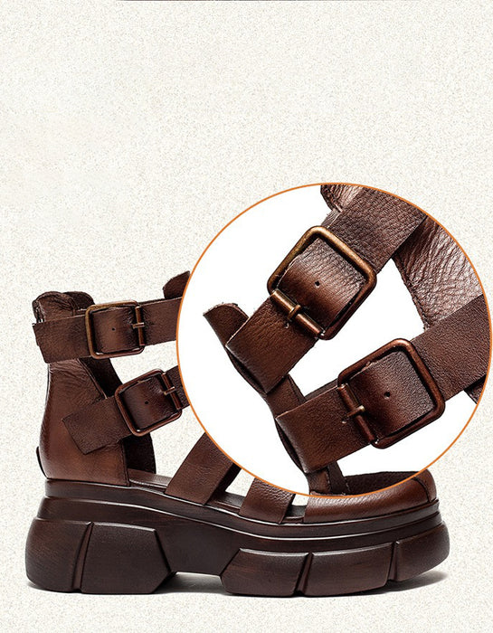 Summer Ankle Strappy Close Toe Platform Sandals Brown Feb Shoe Collection 2026 93.00