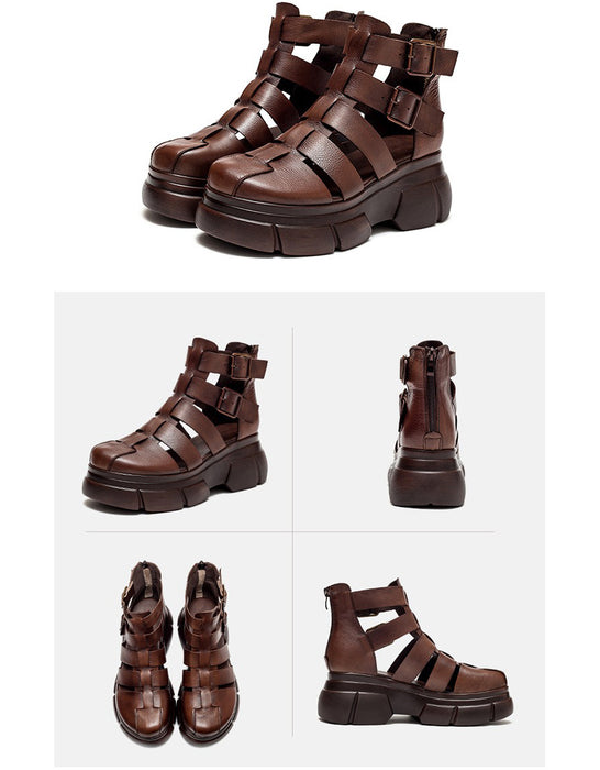 Summer Ankle Strappy Close Toe Platform Sandals Brown Feb Shoe Collection 2026 93.00