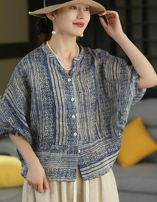 Summer Batwing Sleeve Single-Breasted Women's Shirt Aug New In 2026 Buykud Shirt 57.00