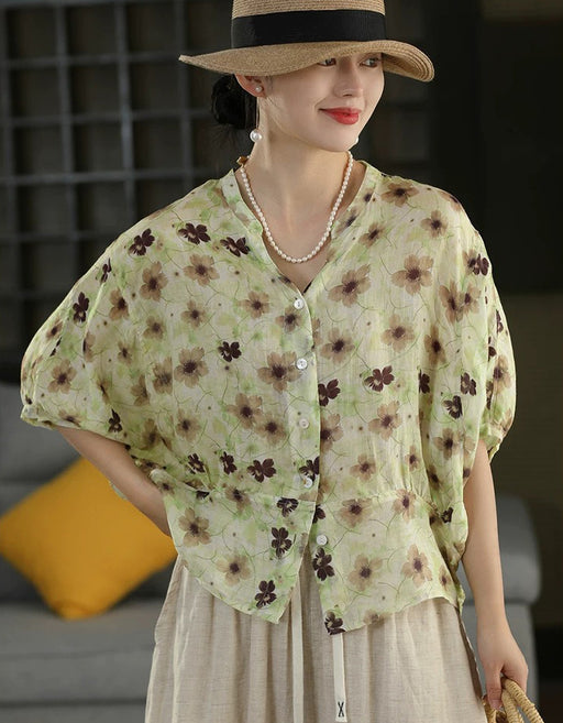 Summer Batwing Sleeve Single-Breasted Women's Shirt Aug New In 2026 Buykud Shirt 57.00