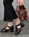 Summer Breathable Leather Woven Chunky Heels Sandals April Shoes Collection 2026 88.50