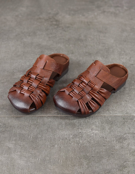 Summer Breathable Leather Woven Close Toe Slippers March Shoe Collection 2026 83.00