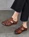 Summer Breathable Leather Woven Close Toe Slippers Brown March Shoe Collection 2026 83.00