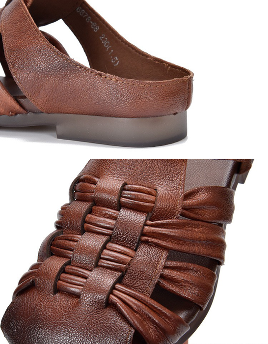 Summer Breathable Leather Woven Close Toe Slippers details March Shoe Collection 2026 83.00