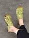 Summer Breathable Leather Woven Close Toe Slippers Green March Shoe Collection 2026 83.00