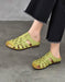 Summer Breathable Leather Woven Close Toe Slippers Green March Shoe Collection 2026 83.00