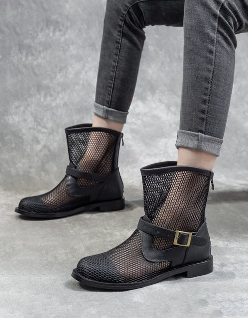 Summer Breathable Mesh Leather Ankle Boots April Shoes Collection 2026 6.00