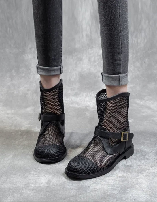 Summer Breathable Mesh Leather Ankle Boots April Shoes Collection 2026 6.00