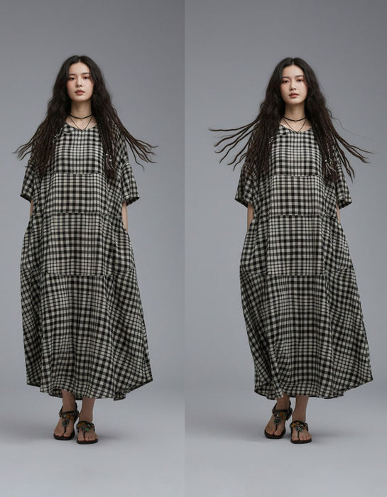 Summer Comfortable Cotton Linen Loose Casual Long Dress Buykud Dress 89.00
