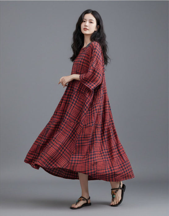 Summer Comfortable Cotton Linen Loose Casual Long Dress Buykud Dress 89.00