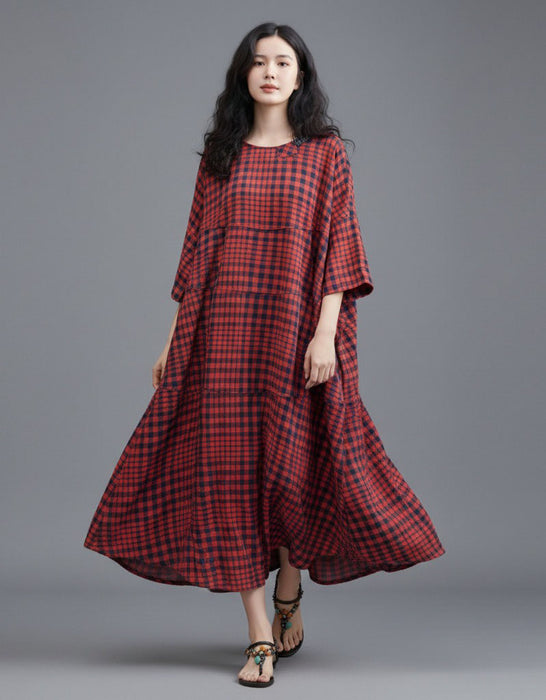 Summer Comfortable Cotton Linen Loose Casual Long Dress Buykud Dress 89.00