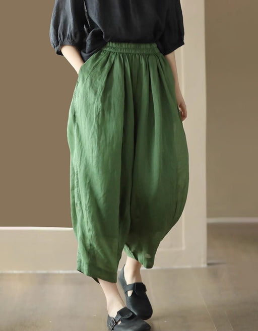 Women's Summer Comfortable Cropped Ramie Harem Pants Buykud Aug New in 2026 45.00