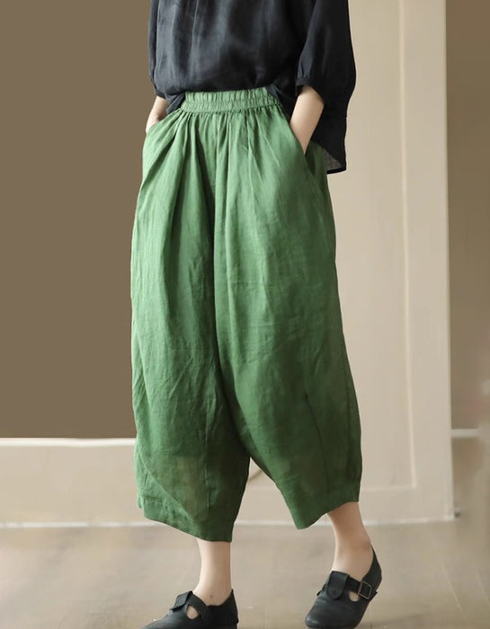 Women's Summer Comfortable Cropped Ramie Harem Pants Buykud Aug New in 2026 45.00