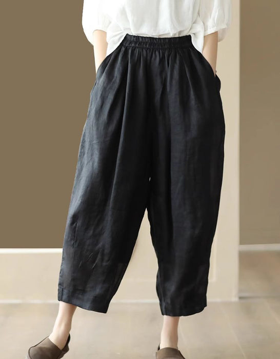 Women's Summer Comfortable Cropped Ramie Harem Pants Buykud Aug New in 2026 45.00