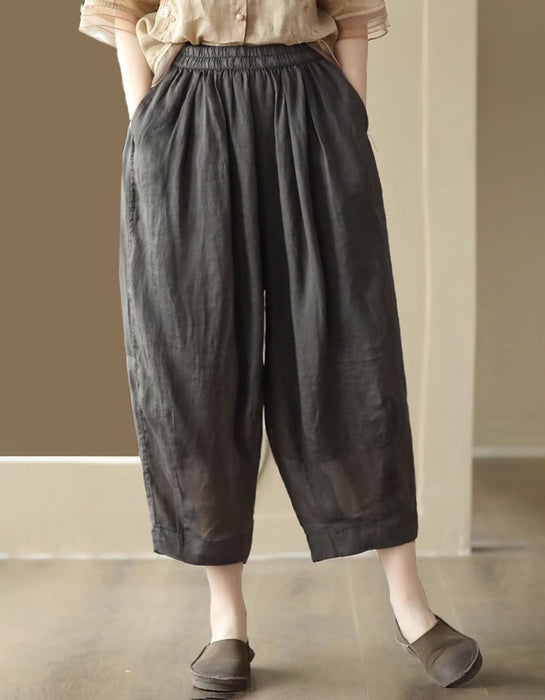 Women's Summer Comfortable Cropped Ramie Harem Pants Buykud Aug New in 2026 45.00