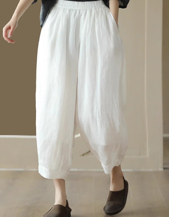 Women's Summer Comfortable Cropped Ramie Harem Pants Buykud Aug New in 2026 45.00