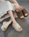 Summer Comfortable Leather Woven Open Toe Platform Slippers Obiono July Shoes Collection 89.00