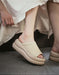 Summer Comfortable Leather Woven Open Toe Platform Slippers Obiono July Shoes Collection 89.00
