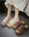 Summer Comfortable Leather Woven Open Toe Platform Slippers Obiono July Shoes Collection 89.00
