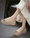 Summer Comfortable Leather Woven Open Toe Platform Slippers Obiono July Shoes Collection 89.00