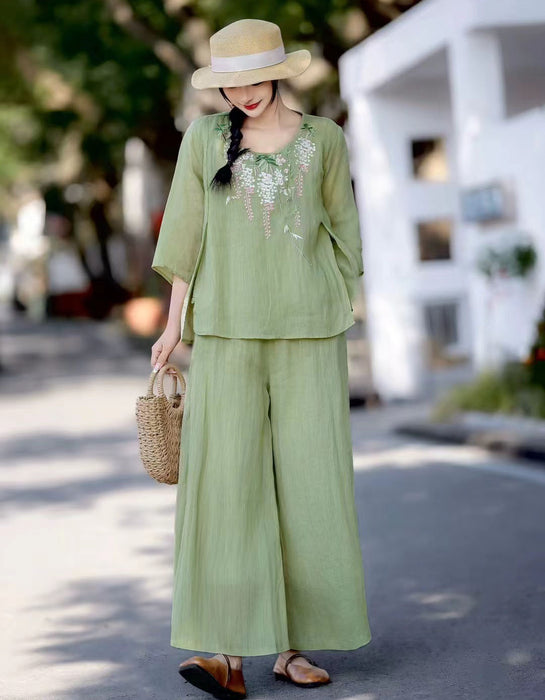 Summer Comfortable Round Neck Embroidery Shirts